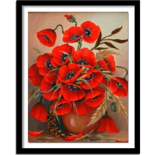 Diy diamond embroidery Poppy flowers painting 5d full rhinestones pasted diamond painting cross stitch kits needlework