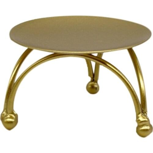 European Style Candlestick Iron Candle Holders Retro Round Table Golden For Home Festive Ornament 1Pcs