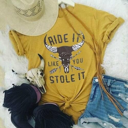 T-shirt Sleeveless T-shirt Womens Top Ride It like You Store It Printed round Neck Short streetwear women