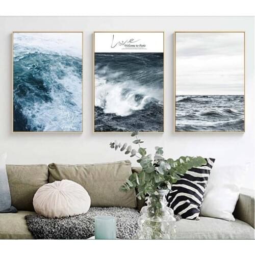 Picture Nordic Posters Sea Wave Landscape Painting Modular Wall Art Pictures for Living Room Home Decor Canvas Prints No Frame