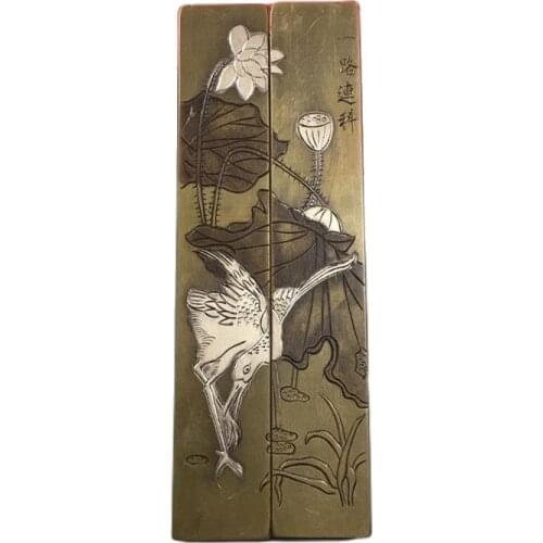 Chinese old Beijing brass carving All the way Link Paperweight