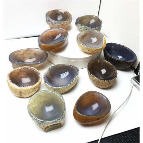 Colorful Gray Agate Bowl Jewelry Box With Crystal Stone Healing Home Decor
