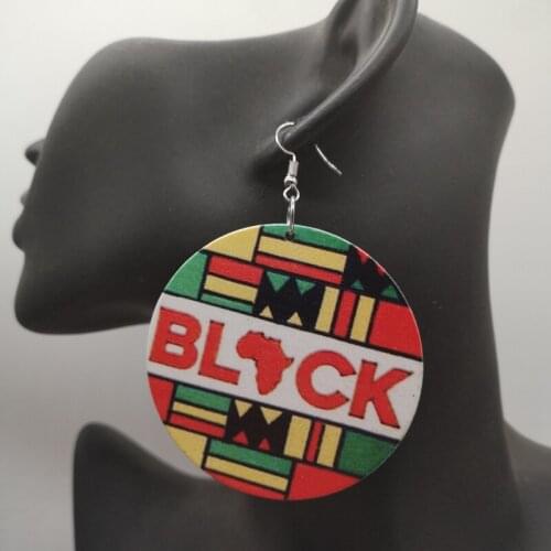 Round Africa Wooden Earrings