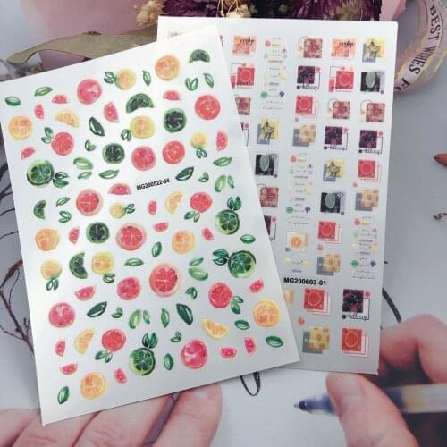 Hot Sell Fashion New Japanese Light Traceless Nail Stickers Waterlemon Orange Nail Decals Wholesale Paper Stickers for Nails