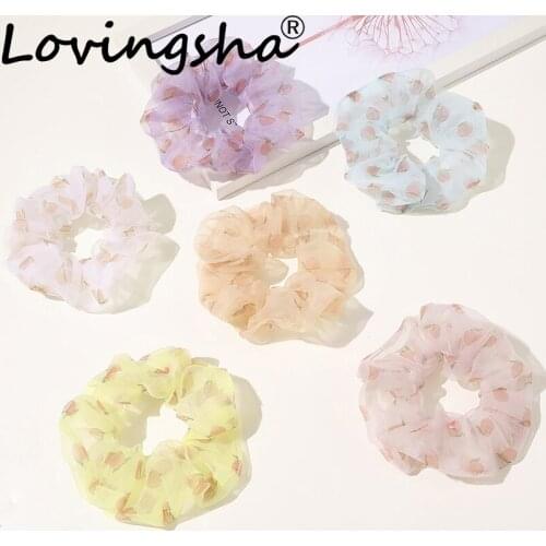 LOVINGSHA Cute Women Floral Hair Accessories Ladies Hair Tie Brand Girl Scrunchies Ponytail Hair Female Holder Rope FC204