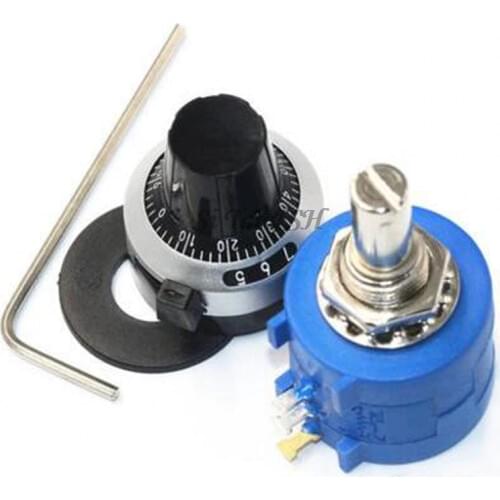 3590S-2 3590S Series Precision Multiturn Potentiometer 10 Ring Adjustable Resistor+1PCS 6.35mm Knob Turns Counting Dial Rotary
