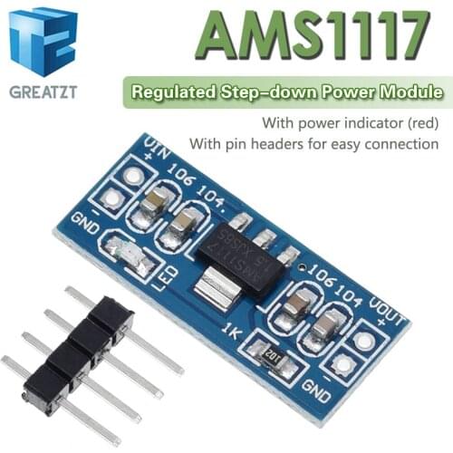 GREATZT 2PCS AMS1117 1.2V 1.5V 1.8V 2.5V 3.3V 5V power supply module AMS1117-5.0V power module AMS1117-3.3V For diy kit