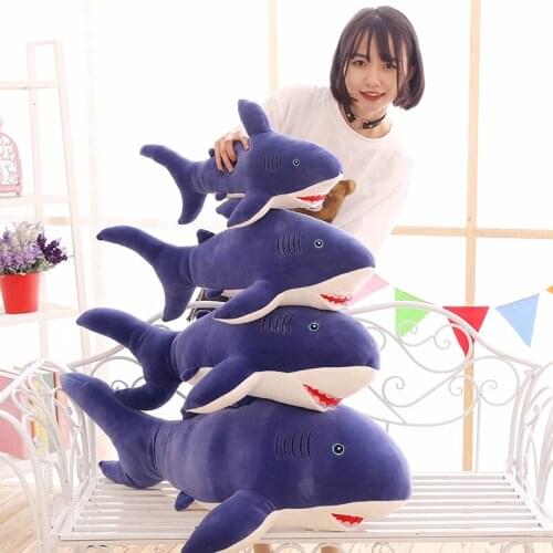 Stuffed plush toy carton blue shark soft pillow birthday gift b0580