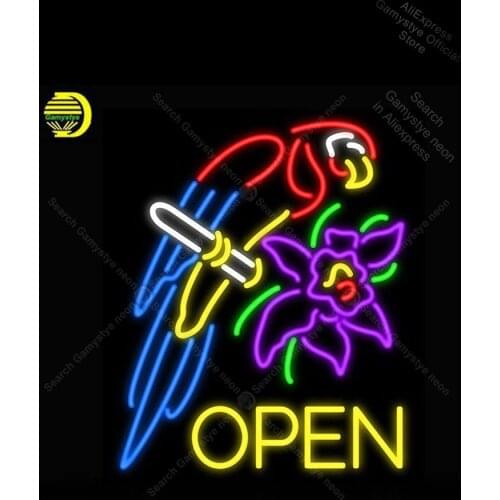 Neon Sign for Parrot Open Flower neon Light Sign illuminated Display Beer Club Sign Parrot Window budweiser neon sign Night Bar