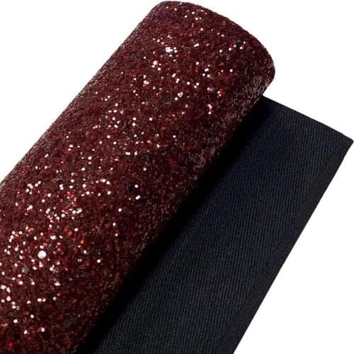 Dark Multicolored/Solid Color Plain Design Shiny Chunky Glitter Faux Leather Sheet Twill Backing for Shoes/Bags/DIY Accessories