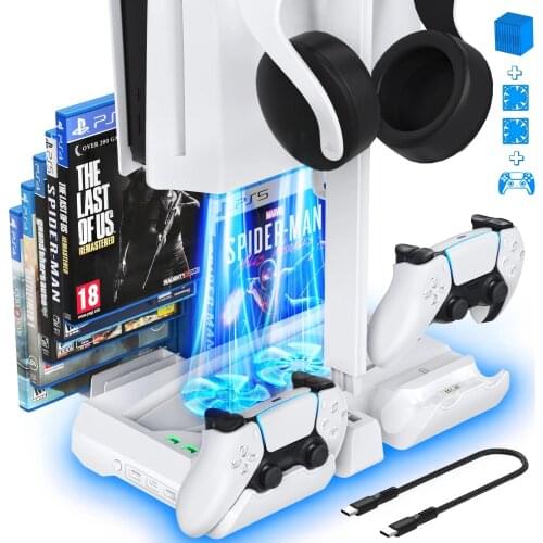 OIVO for PS5 Dual Controller Charger Console Vertical Cooling Stand with 12 Game Slot For Sony Playstation5 Disc/Digital Console