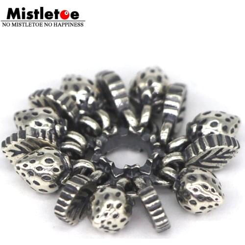 Mistletoe Jewelry 925 Sterling Silver Moving on Strawberries Spacer Charm Bead Fit European Bracelet