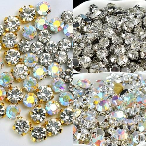 Wholesale SS12-SS50 AB Sew On Silver/Gold Claw Cup Rhinestones Strass Stones Crystals Sewing Rhinestones For Clothes DIY Fabric