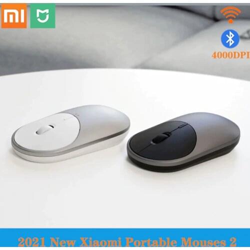 Original Xiaomi Mi Portable 2 Mouse Optical Wireless Bluetooth 4.2 RF 2.4GHz 4000DPI Adjustable Dual Mode Connect for Laptop pc