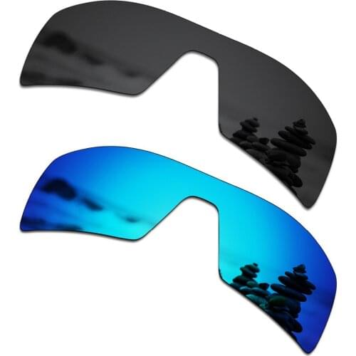 SmartVLT 2 Pieces Polarized Sunglasses Replacement Lenses for Oakley Oil Rig Stealth Black and Ice Blue