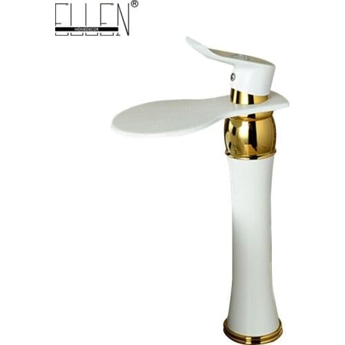 Vidric Deck mounted white vessel sink faucet white painted waterfall bathroom faucets hot and cold water tall tap mixer ELRT11W