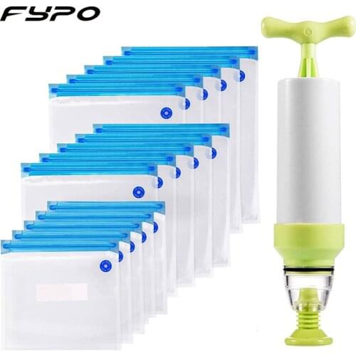 5 Pcs Reusable Food Storage Vacuum Seal Bags With Hand Pump Bag Sealing Clips Food Wrap For Fruit Vegetable Storage Freezing