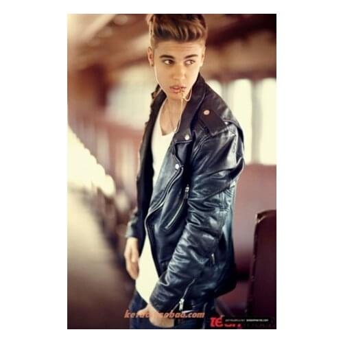 XS-XXXL 2019 Justin Bieber mens clothing outerwear PU motorcycle outerwear leather jacket coat plus size stage singer costumes