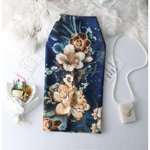 New Women Pencil Skirt Female Fashion Flowers Print High Waist Elastic Slim Skirts Urban Ladies Plus Size One-step Falda