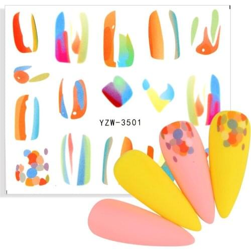 1 Sheet Painted Design Abstract Lady Face Nail Water Decals Alphabet Flower Sliders Paper Nail Art Decor Sticker Foils