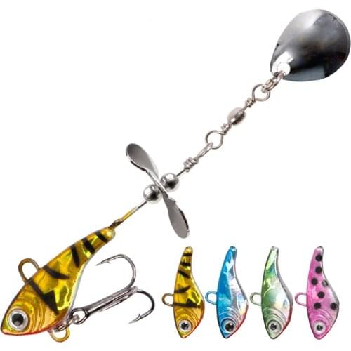 1pcs VIB Spinner Bait Longtail Fishing Lure 12g 3cm Sinking Vibration Hard Artificial Bait Metal Spinner Spoon With Treble Hook