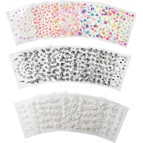 Makartt 10packs/lot 50 x 3D Nail Stickers Nail Sticker Decal Manicure Mix Color Self-adhesive Flower Decoration set B0172X