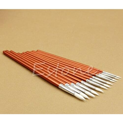 12pc Fine Red Pearl Wooden Paint Acrylic Watercolor Oil Painting Artists Brushes Drop Shipping Support