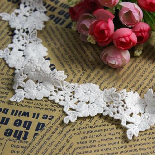 15yards Cotton Flower Embroidered Lace Trim Fabric Applique Lace Ribbon DIY Sewing Supplies Craft For Costume Decoration