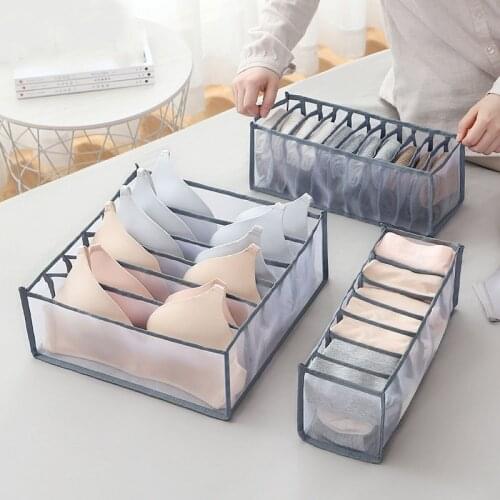 3PCS/Set Drawer Storage Box Bra Closet Organizer Underpants Socks Storage Grid Finishing Box Foldable 24 Grid Divider Bras Sock