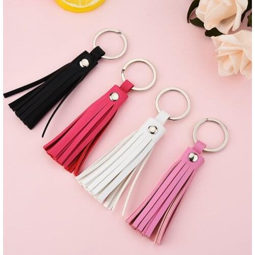 3Pcs PU Leather Metal Key Ring Tassel Pendants DIY Crafts Materials Car Phone Jewelry Decor Tassels Trim Accessories Fringe Bag