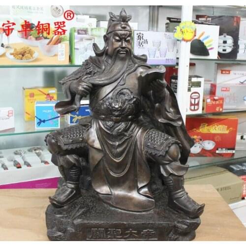 33 Huge China Bronze Sit Dragon Guan Gong Read Book Guan Yu Warrior God Statue