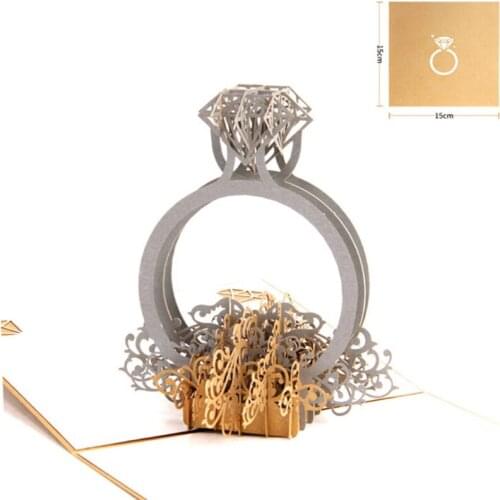 3D Pop Up Ring Wedding Invitation Card Birthday Christmas Mothers Day Gif