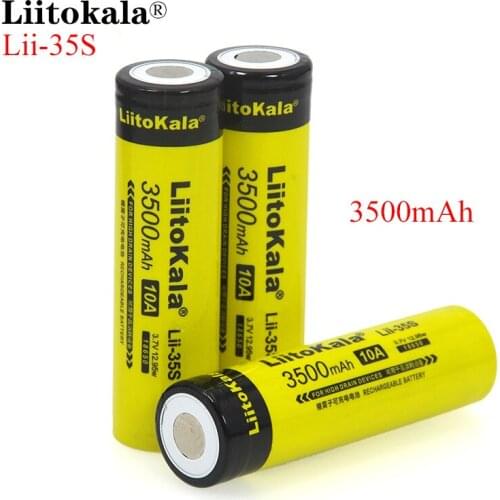 4PCS LiitoKala 18650 Battery Lii-35S 3.7V Li-ion 3500mAh 10A discharge Power battery For high drain devices
