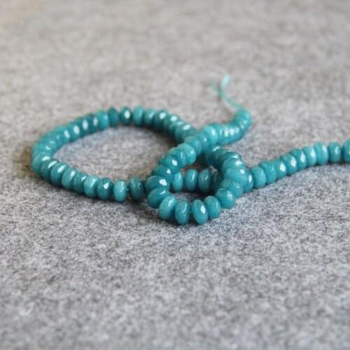 5x8mm New Faceted light blue chalcedony beads Round shape DIY Beads stones 15" Jewelry making design wholesale