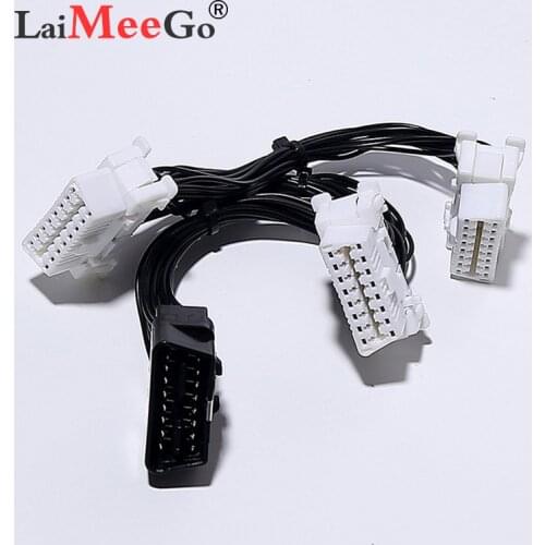 Car Diagnostic Electronic Wire Cable OBD2 16PIN Male to 3 Female For ELM327 OBD2 16PIN Connector Adapter White Wire