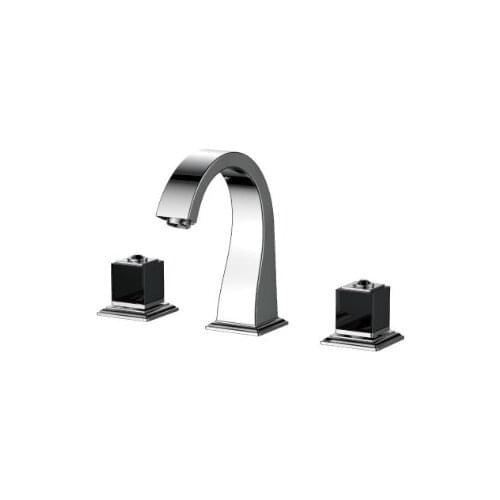 Free ship 8" Widespread Ceramic Valve Three Holes 3 Pcs lavatory Bathroom Sink Faucet Mixer tap square design