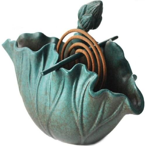 Incense-n-Wish Retro Lotus Mosquito Coil Incense Holder Aroma Burner Vintage Ceramic Handicrafts Dropshipping Decent Gift