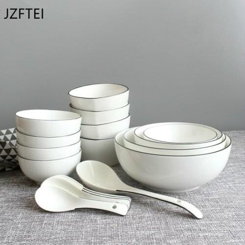 Minimalism White Rice Bowl Ceramic Bone China Ramen Table Utensils Gather Kitchen Soup From The Household Decoration Joint