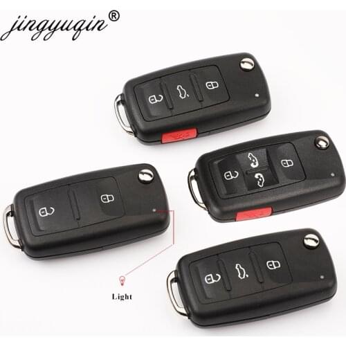 Jingyuqin 10pcs 2/3/4/5 Button Folding Remote Key Shell for VW Tiguan Golf Sagitar Polo MK6 Touareg SEAT Flip Case Fob