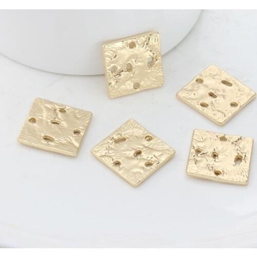 Zinc Alloy Golden Hollow Square Connector Charms Pendants 18mm 10pcs/lot For DIY Necklace Jewelry Earrings Making Accessories