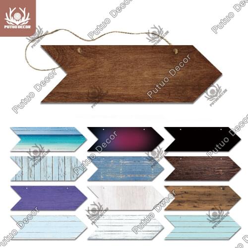 Putuo Decor Diy Blank Arrow Wooden Signs Unfinished Wood Plaque Hanging Sign Personalized Graffiti Home Living Room Wall Decor