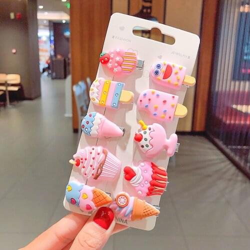 2021 NEW Children Rainbow Ice Cream Hair Clip Animal Fruit Ice Sweet Hairpins Children Barrettes Headband Kids Hair Accessories
