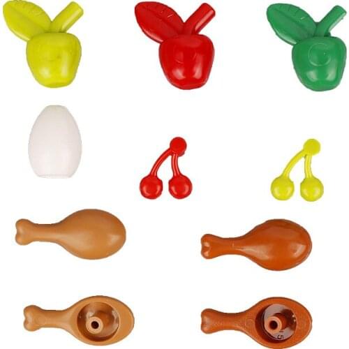 City Accessories Building Blocks Food Fruit Chicken Legs Apple Cherry Eggs Basket Blocks MOC Parts Bricks Toys for Children C172