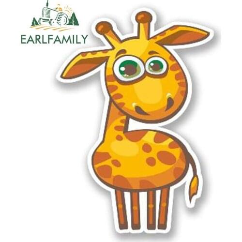 EARLFAMILY 13cm x 7cm Car Sticker Funny Giraffe Vinyl Animal Sticker Laptop Travel Luggage Decal Cartoon Car Accessories
