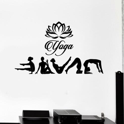 Gymnastic Girls Vinyl Wall Decal Yoga Studio Wall Window Stickers Lotus Hinduism Art Mural Sticker Bedroom Home Gym Decor C168