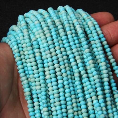 Faceted Blue Turquoises Stone Beads Rondelle Wheel 3x4mm Natural lapis lazuli Labradorite DIY Beads for Jewelry Making Findings
