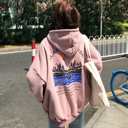 Hoodies Women Autumn Oversize Loose Boyfriend Ins Harajuku Japan Couple Streetwear Cartoon Print Thicker Female Sweatshirt Daily