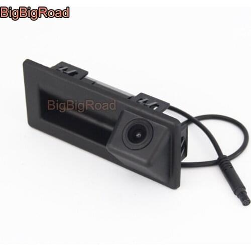 BigBigRoad Car Trunk Handle Rear View Camera For Audi A4L 2017 Volkswagen VW Teramont C-TREK Touran L Tiguan Parking Camera