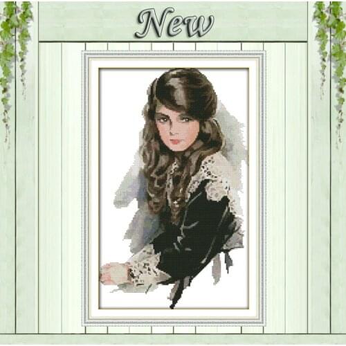 A Russian girl (2) woman Wall Decor Paintings Counted Print on canvas DMC 14CT 11CT Cross Stitch Needlework Kits Embroidery Sets