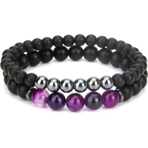2Pcs/Set Couples Distance Bracelet Classic Natural Stone Bracelets For Men Women Beaded Jewelry For2018